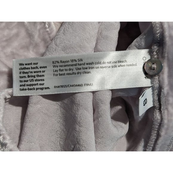 Eileen Fisher light purple‎ velvet long sleeve button up high low blouse sz S/P - Picture 8 of 9